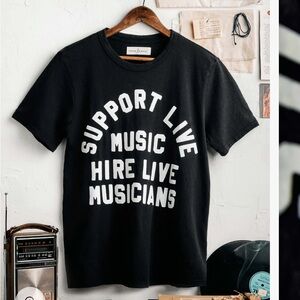 Imogene + Willie 100% Cotton Black Graphic Tee with White Text MADE IN THE USA
